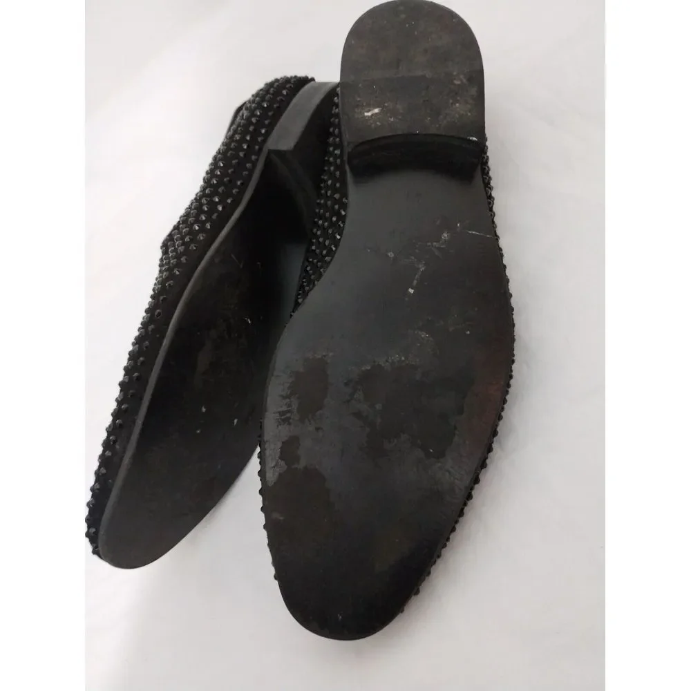 Philipp Plein Men's Studded Leather Slip on‎ Loafers Size 41 Black Embellished